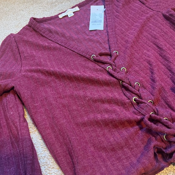 NEVER USED-  PACSUN maroon long sleeve shirt- Medium - Picture 2 of 5